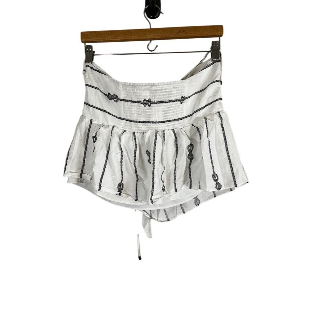 Neutral Halter Top White 6 Nautical Rope Flowy Coastal Resort Preppy Chic Artsy - Picture 5 of 10